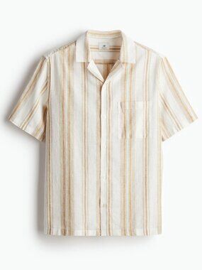 BRAND NEW H&M Regular Fit Linen Blend Short Sleeve Shirt in Medium